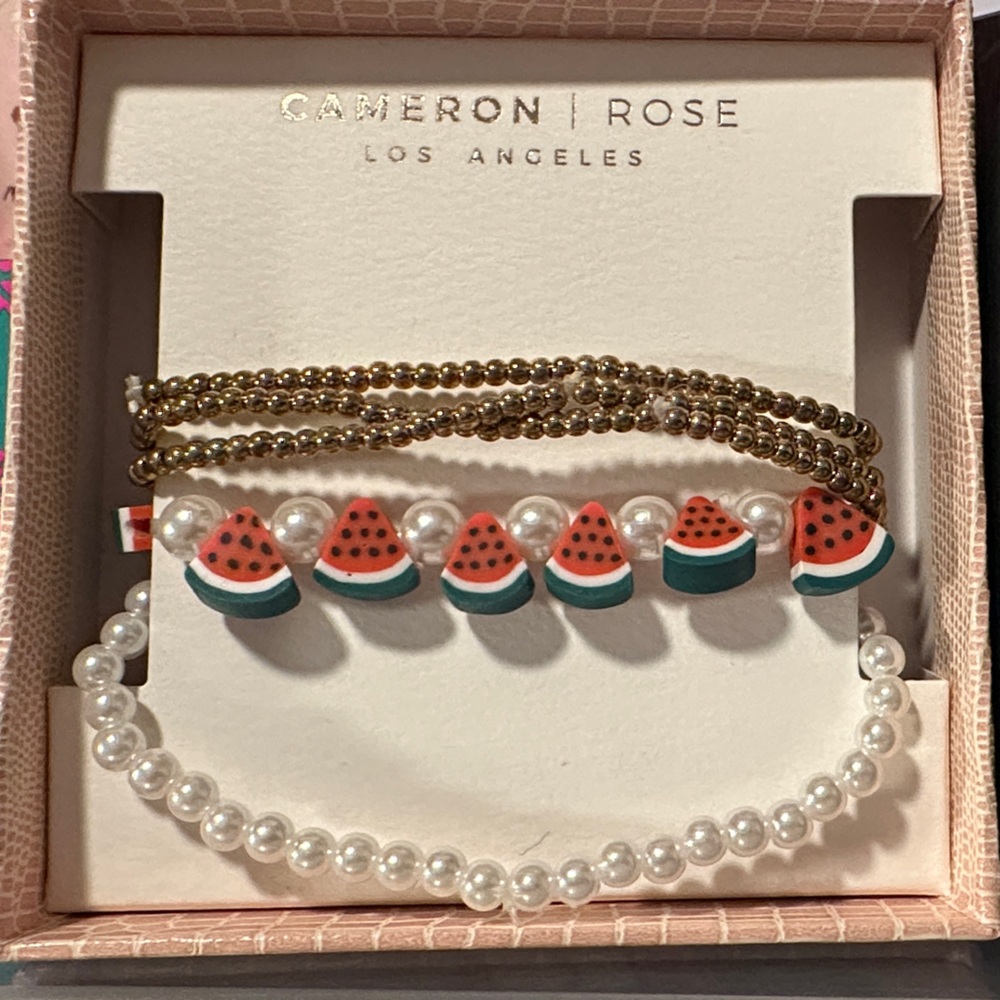 Cameron Rose Watermelon and Pearl Bracelet Set